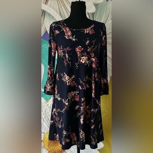 Pink Rose large blue floral dress